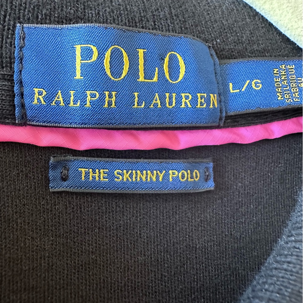Polo Ralph Lauren Black The Skinny Polo Shirt Size L EUC - Picture 4 of 8